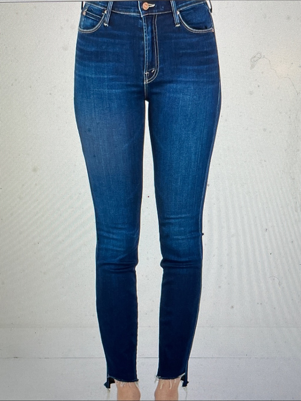 Mother the stunner High-Rise Dark Blue fray hem Jeans -after hours